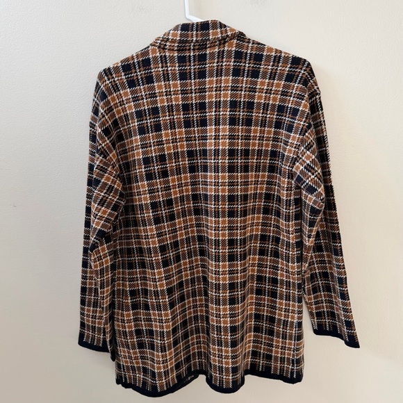 Anne Klein Plaid Open Front Cardigan Sweater - Black Multicolor, Sz M - Picture 8 of 9